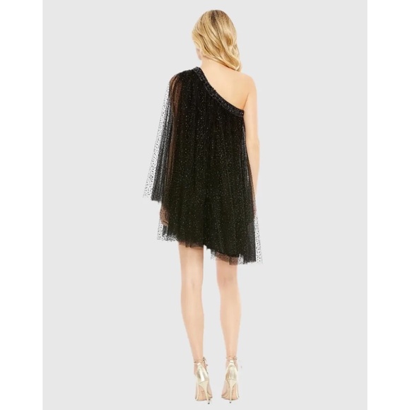 NWT Mac Duggal One Shoulder Embellished Tulle Mini Dress - size 8 - Picture 2 of 9